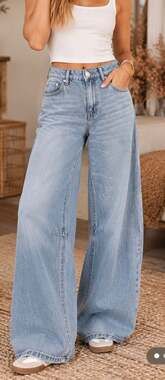 REWASH Wide Leg Baggy Jeans Light Wash Y2K Skater Denim Size 5/27